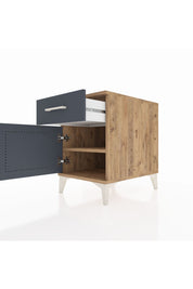 Kronos Komodin Tek Raflı Tek Çekmeceli Tek Kapaklı 44x59x64 Çam-Antrasit