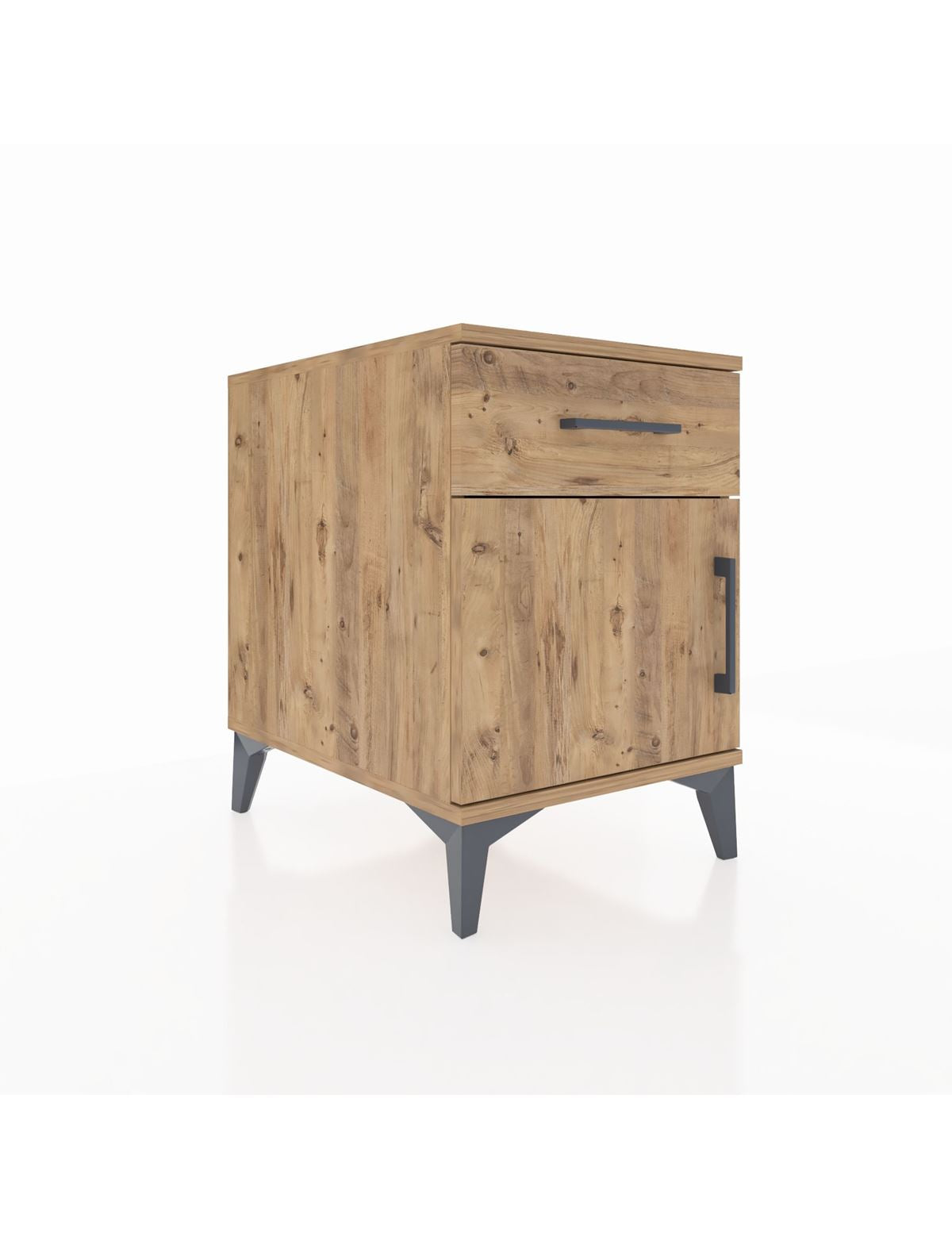 Kronos Komodin Tek Raflı Tek Çekmeceli Tek Kapaklı 44x59x64 Çam-Çam