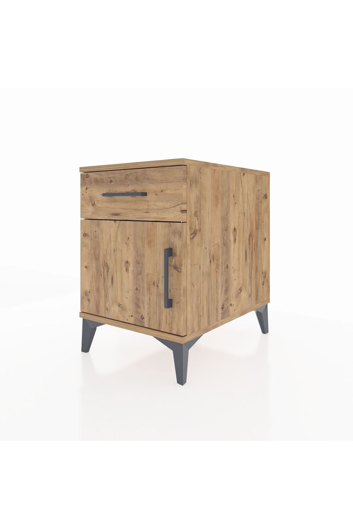 Kronos Komodin Tek Raflı Tek Çekmeceli Tek Kapaklı 44x59x64 Çam-Çam