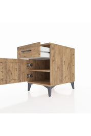 Kronos Komodin Tek Raflı Tek Çekmeceli Tek Kapaklı 44x59x64 Çam-Çam