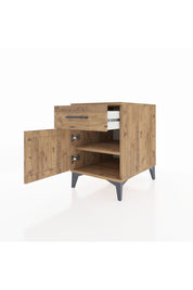 Kronos Komodin Tek Raflı Tek Çekmeceli Tek Kapaklı 44x59x64 Çam-Çam