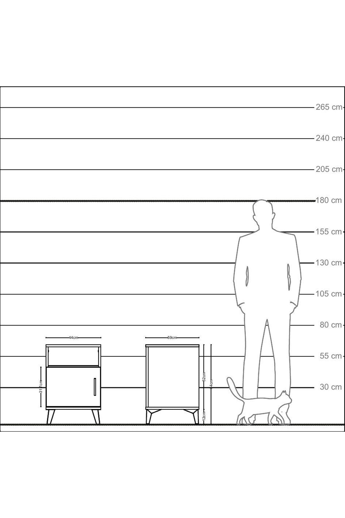 Kronos Komodin 2 Raflı Tek Kapaklı 44x59x64 Aytaşı-Aytaşı