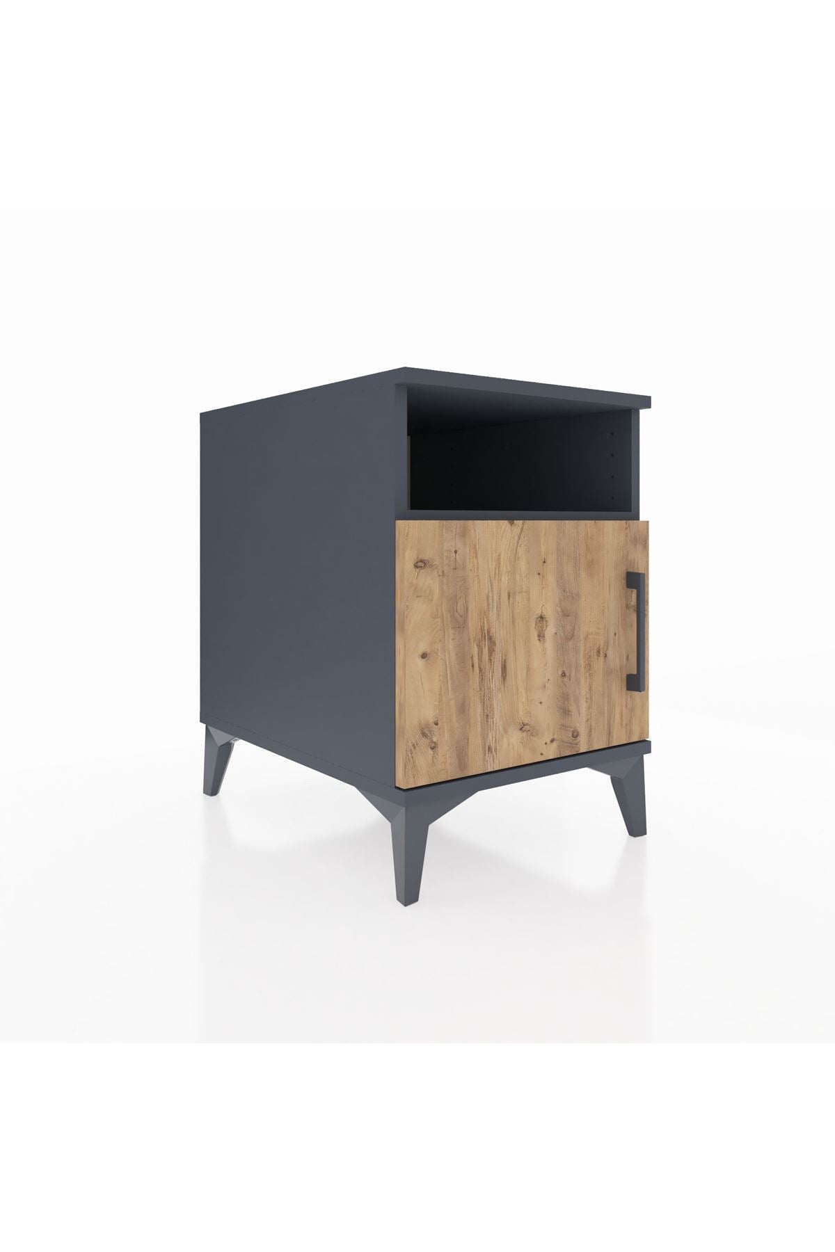 Kronos Komodin 2 Raflı Tek Kapaklı 44x59x64 Antrasit-Çam