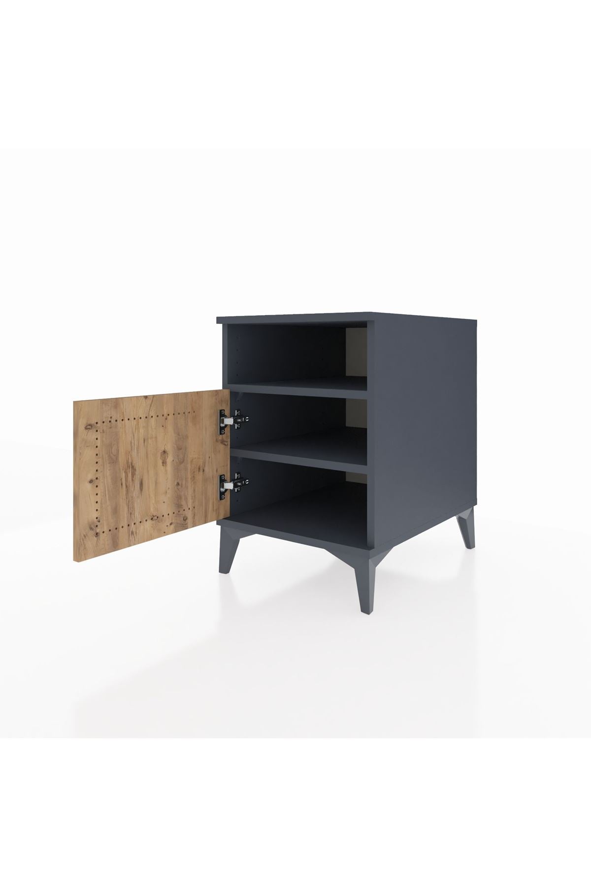 Kronos Komodin 2 Raflı Tek Kapaklı 44x59x64 Antrasit-Çam