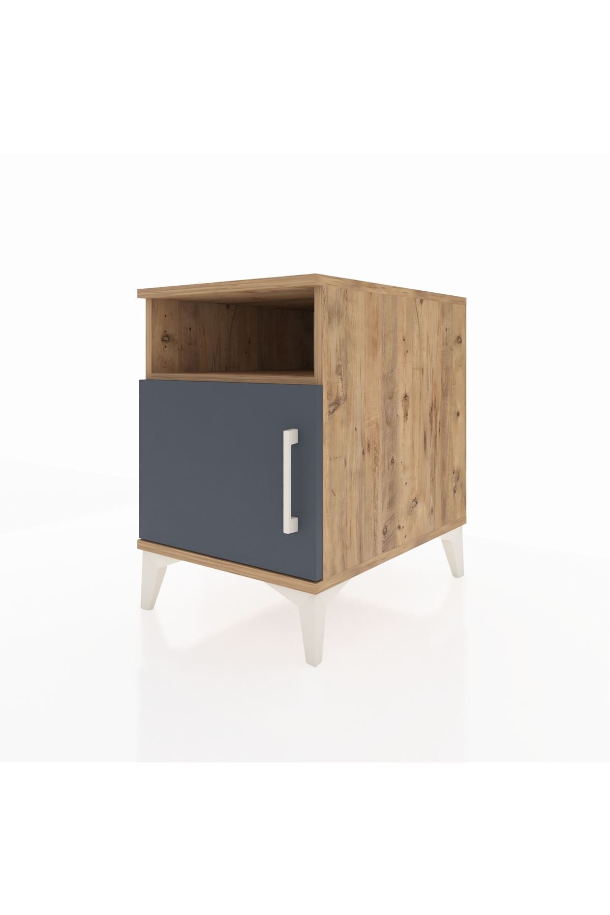 Kronos Komodin 2 Raflı Tek Kapaklı 44x59x64 Çam-Antrasit