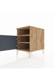 Kronos Komodin 2 Raflı Tek Kapaklı 44x59x64 Çam-Antrasit