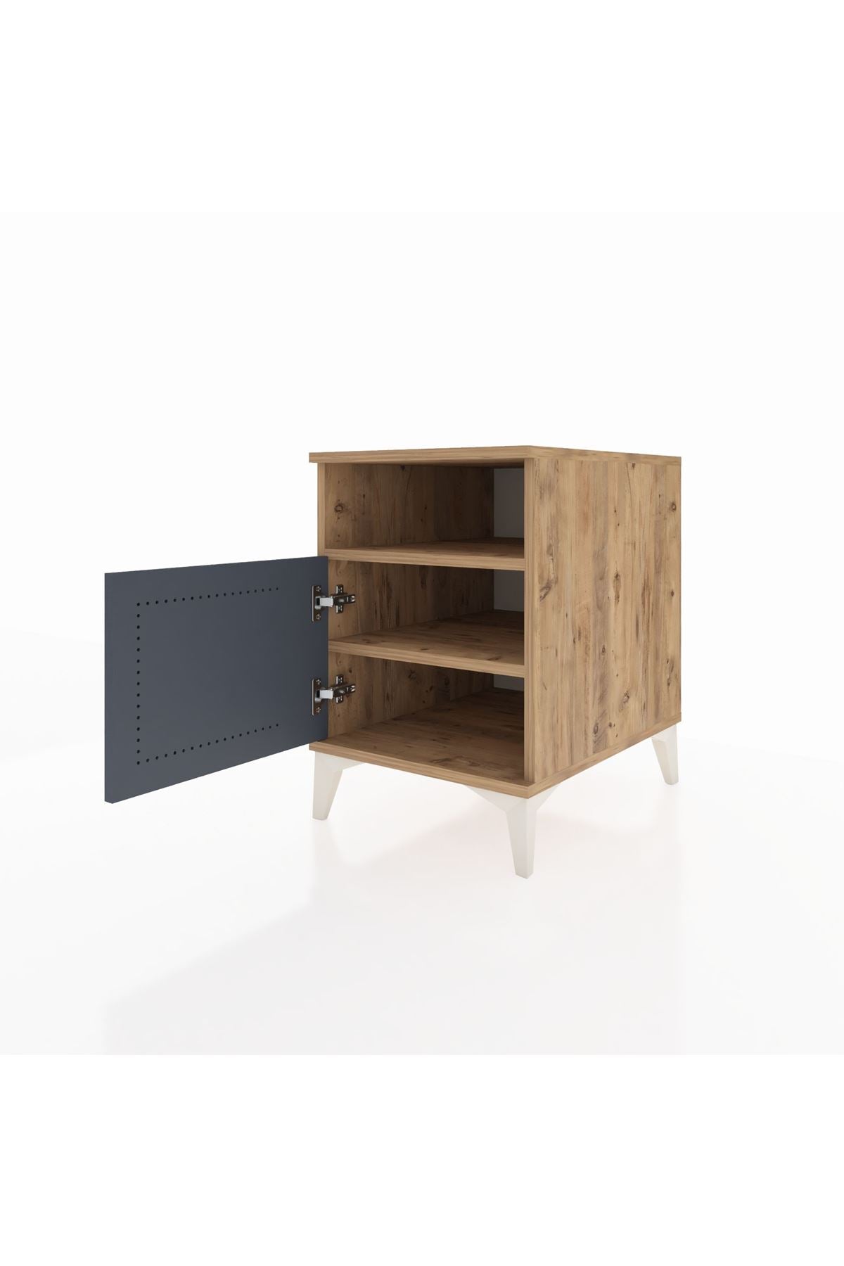 Kronos Komodin 2 Raflı Tek Kapaklı 44x59x64 Çam-Antrasit