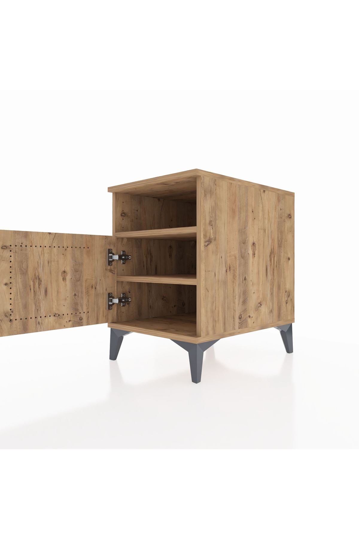 Kronos Komodin 2 Raflı Tek Kapaklı 44x59x64 Çam-Çam