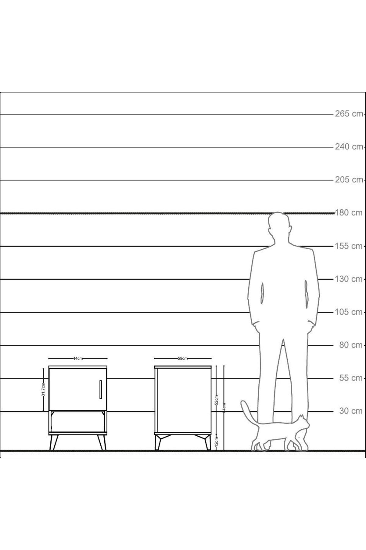 Kronos Komodin 2 Raflı Tek Kapaklı 44x59x64 Aytaşı-Çam
