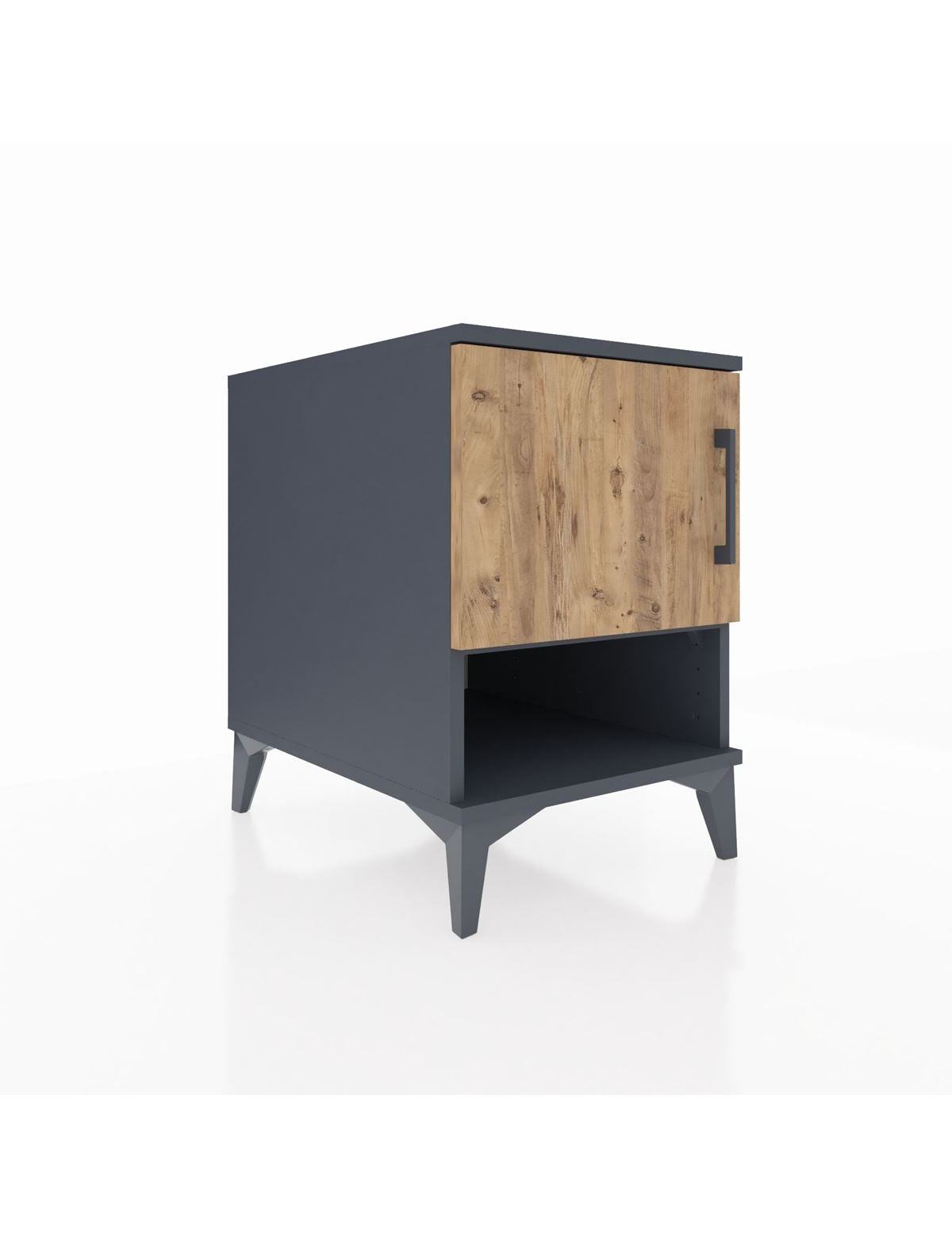 Kronos Komodin 2 Raflı Tek Kapaklı 44x59x64 Antrasit-Çam