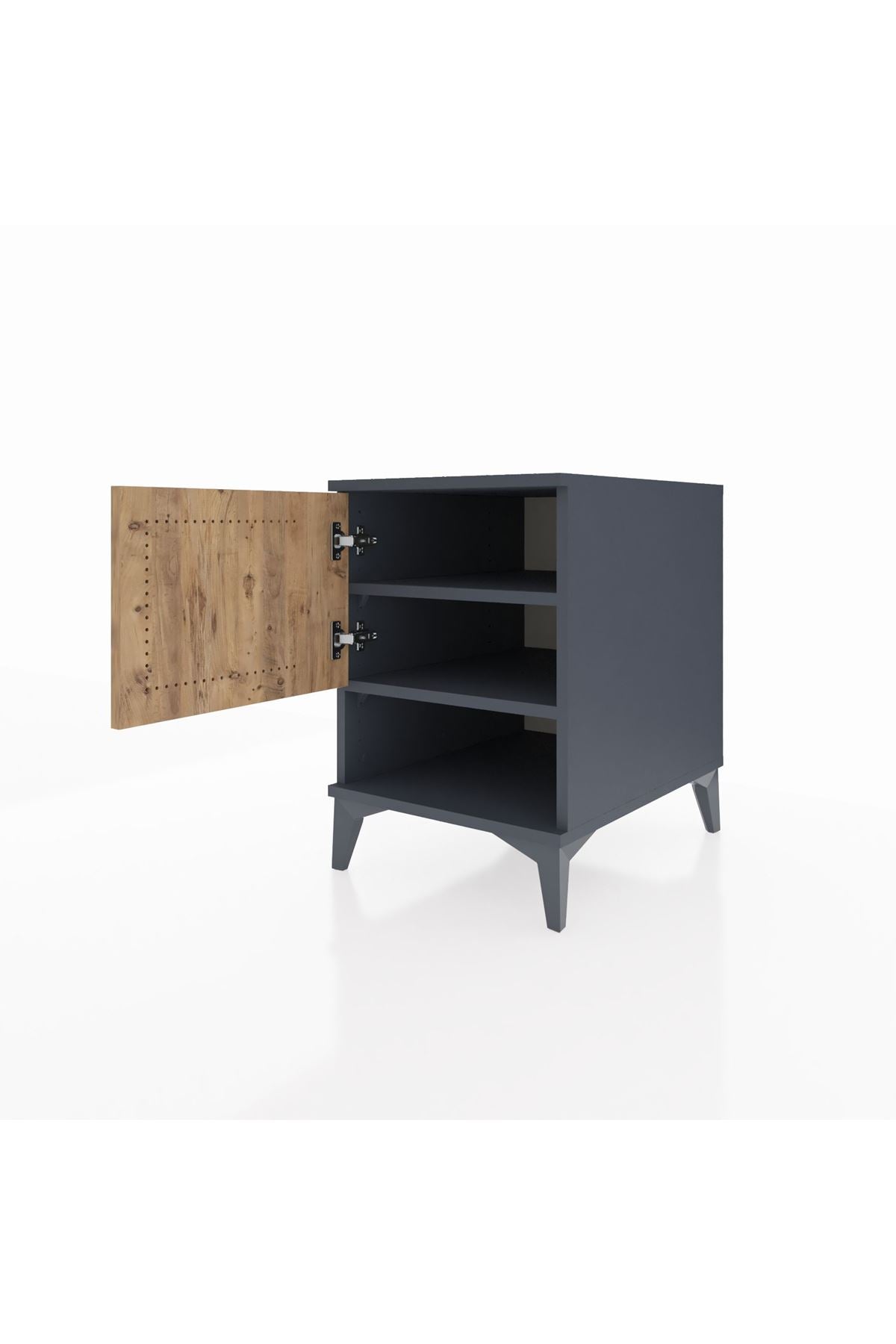 Kronos Komodin 2 Raflı Tek Kapaklı 44x59x64 Antrasit-Çam