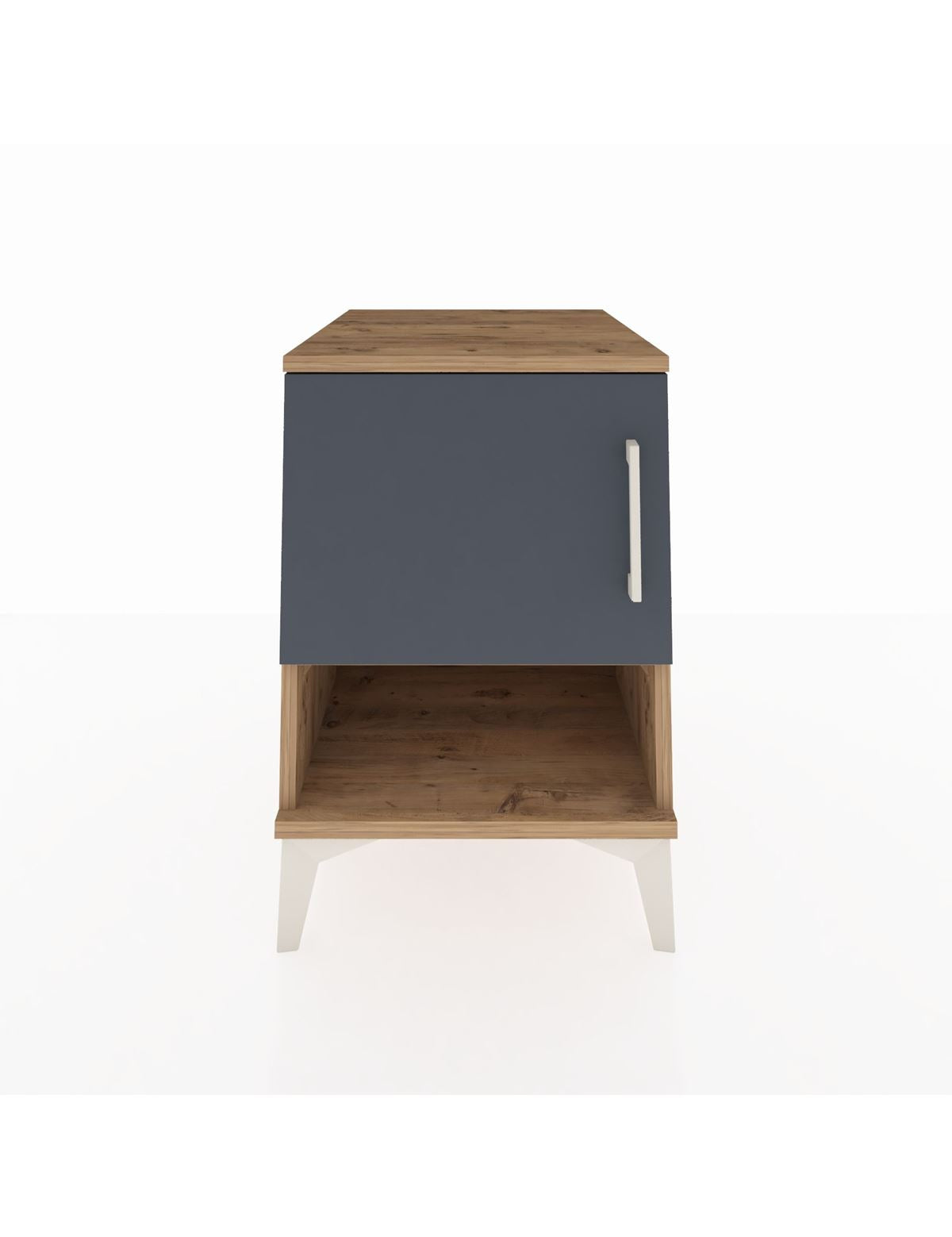 Kronos Komodin 2 Raflı Tek Kapaklı 44x59x64 Çam-Antrasit