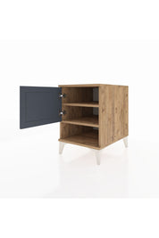 Kronos Komodin 2 Raflı Tek Kapaklı 44x59x64 Çam-Antrasit