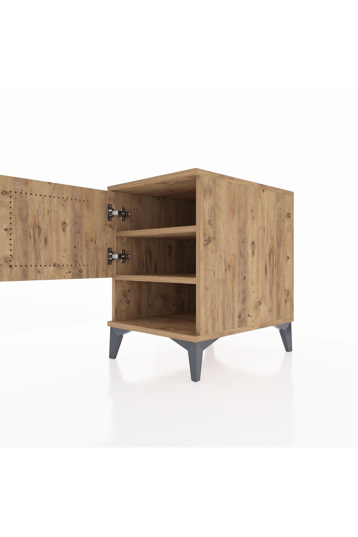 Kronos Komodin 2 Raflı Tek Kapaklı 44x59x64 Çam-Çam