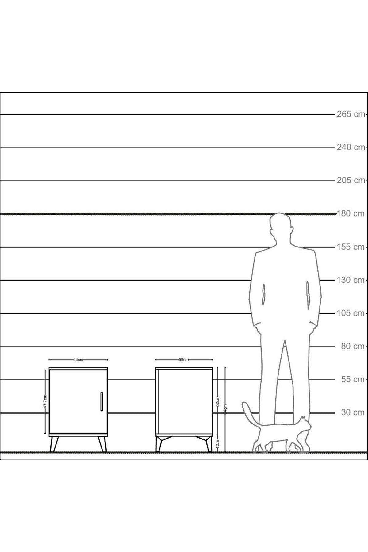 Kronos Komodin 2 Raflı Tek Kapaklı 44x59x64 Aytaşı-Çam