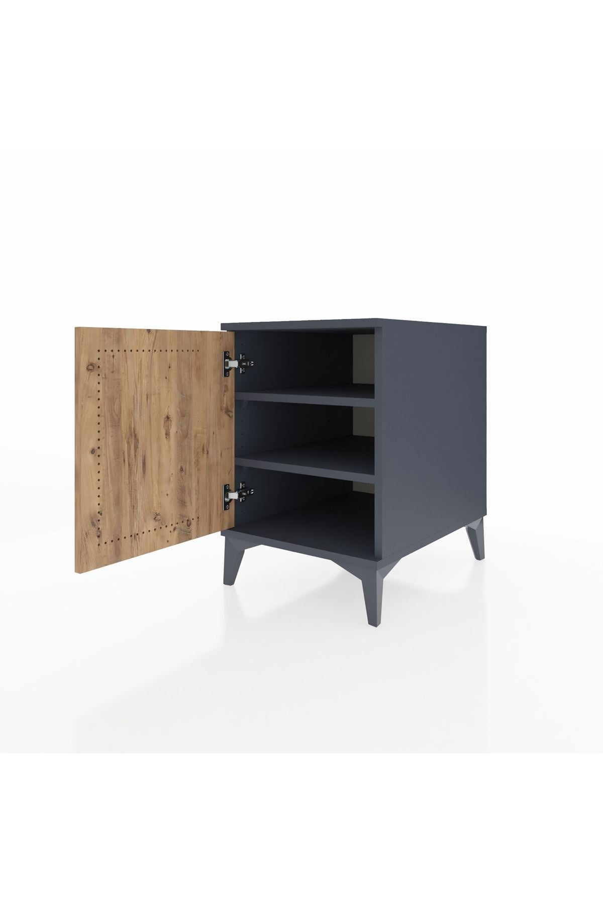 Kronos Komodin 2 Raflı Tek Kapaklı 44x59x64 Antrasit-Çam