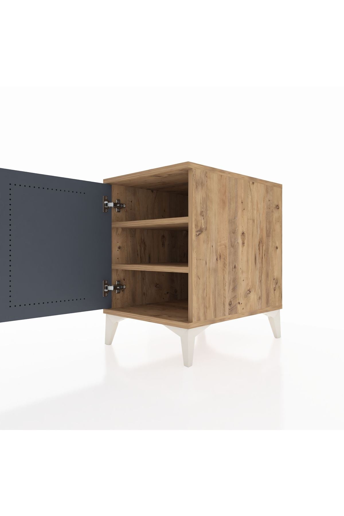 Kronos Komodin 2 Raflı Tek Kapaklı 44x59x64 Çam-Antrasit