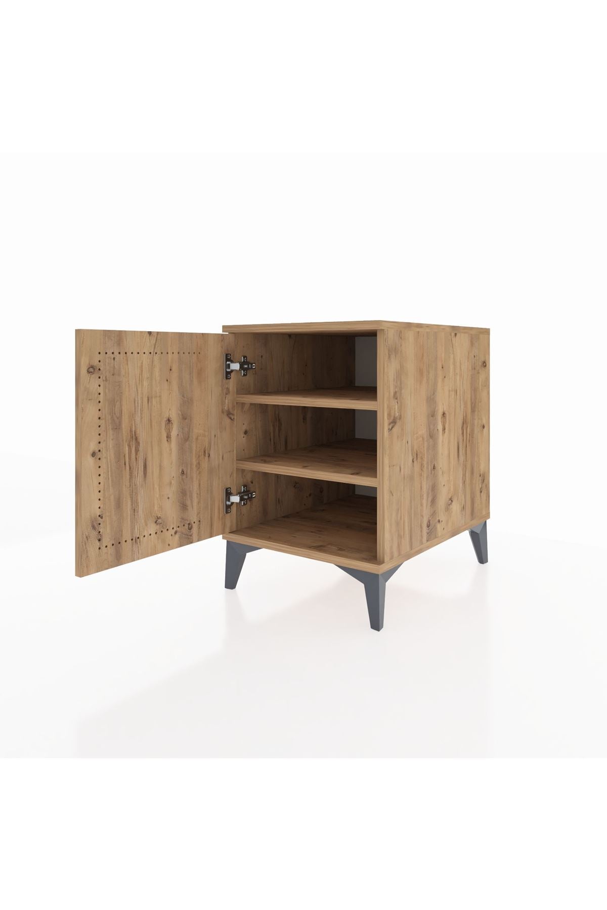 Kronos Komodin 2 Raflı Tek Kapaklı 44x59x64 Çam-Çam