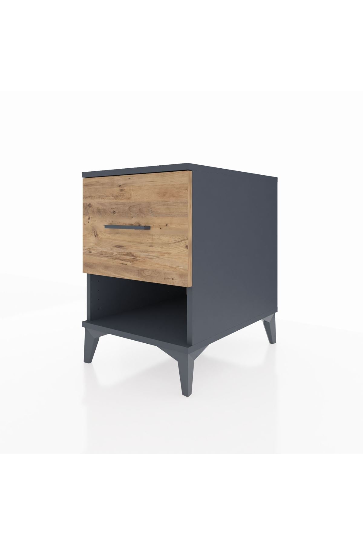 Kronos Komodin Tek Çekmeceli 44x59x64 Antrasit-Çam