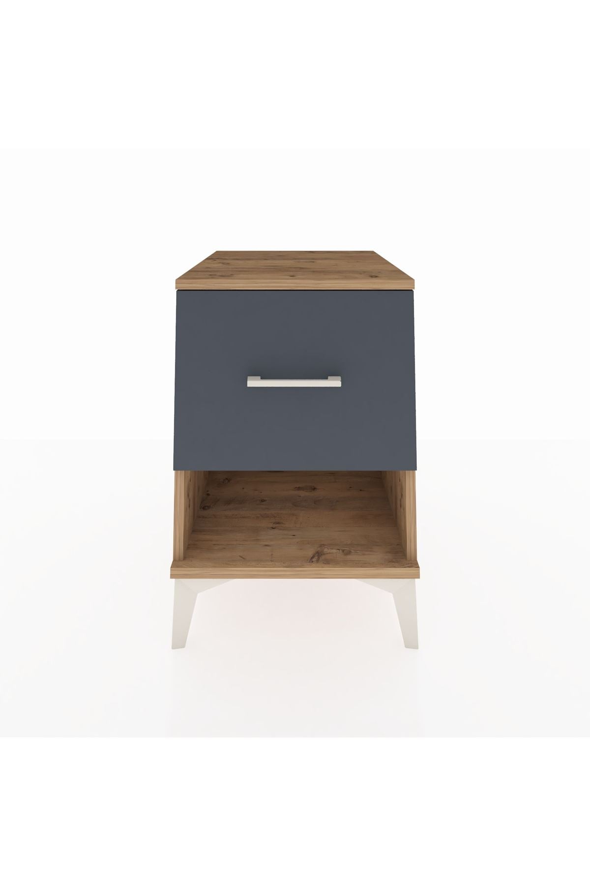 Kronos Komodin Tek Çekmeceli 44x59x64 Çam-Antrasit