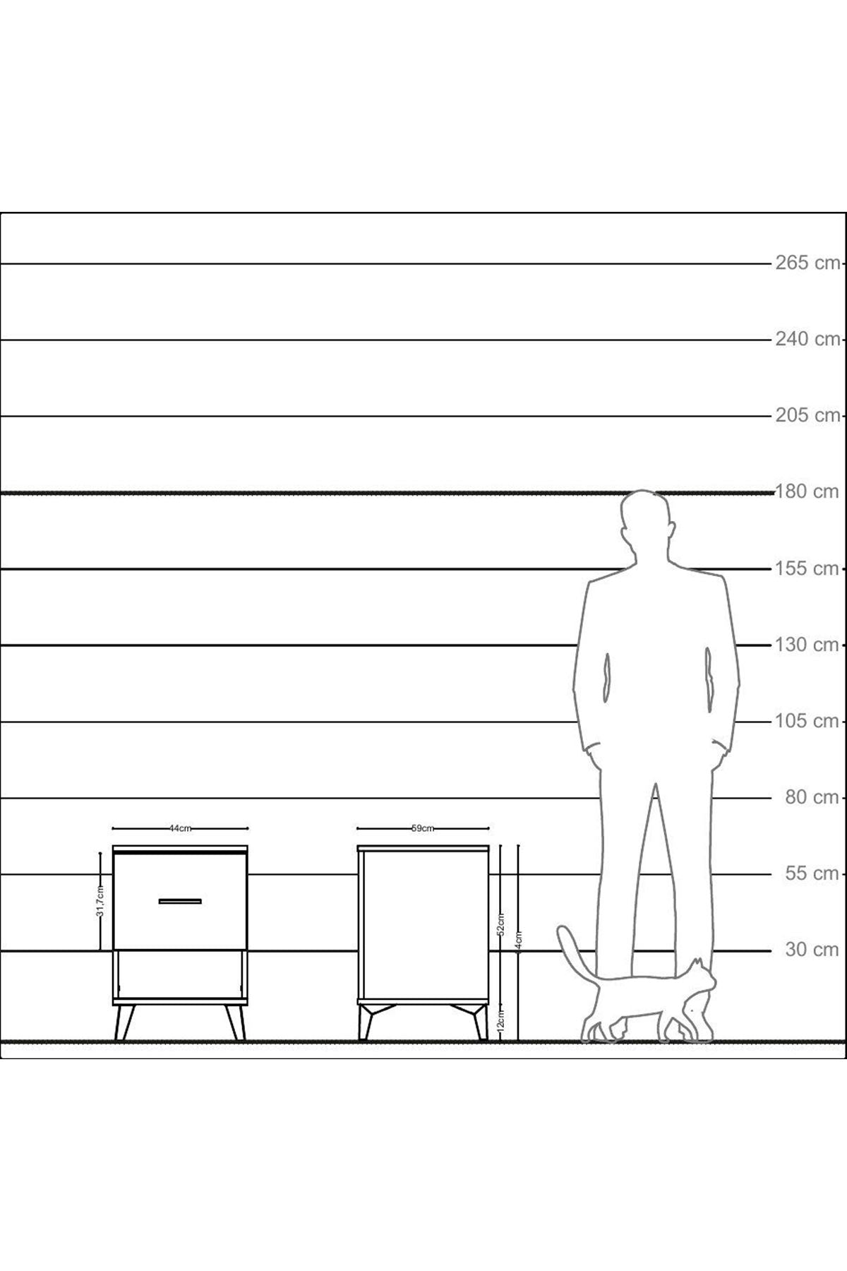 Kronos Komodin Tek Çekmeceli 44x59x64 Çam-Antrasit