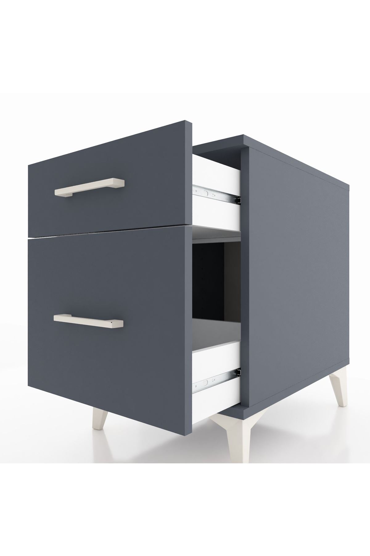 Kronos Komodin Tek Çekmeceli 44x59x64 Antrasit-Antrasit