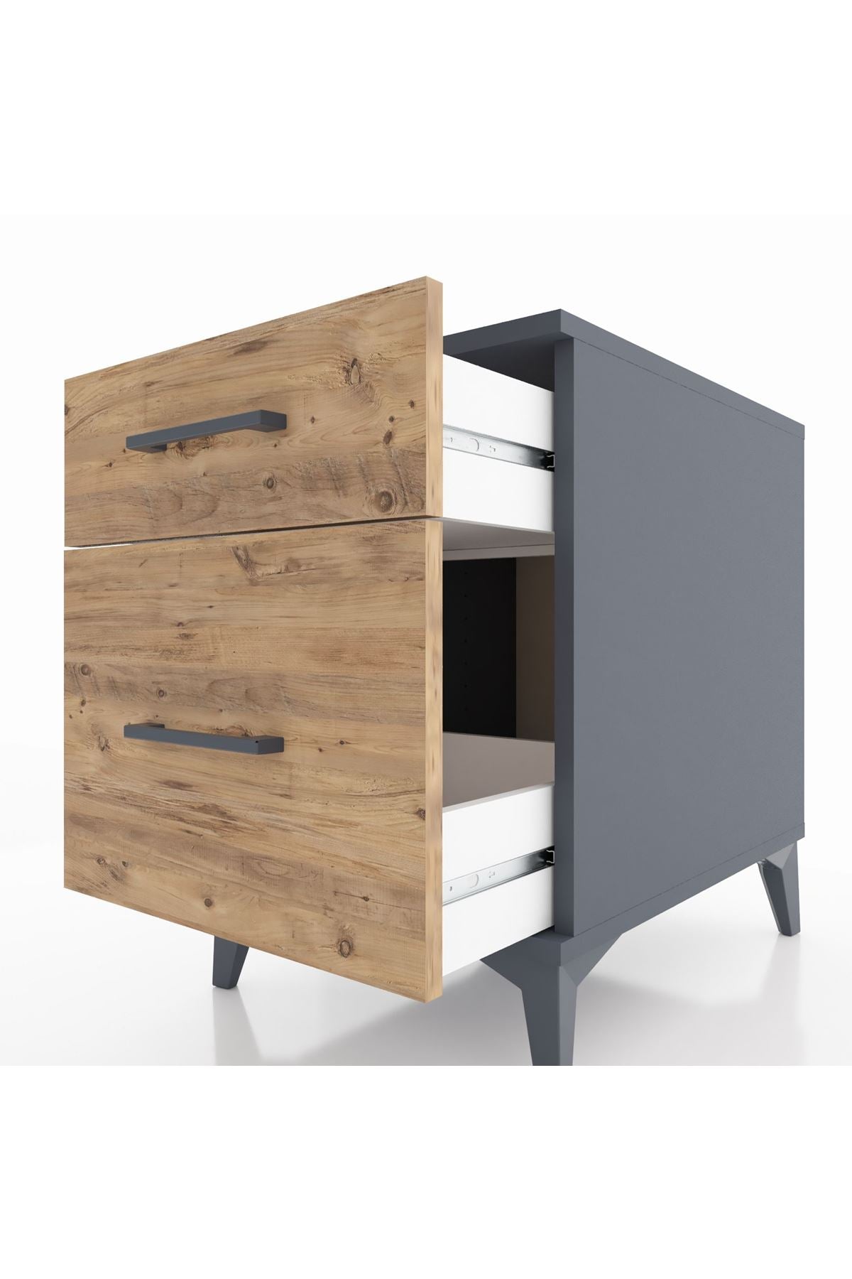 Kronos Komodin Tek Çekmeceli 44x59x64 Antrasit-Çam