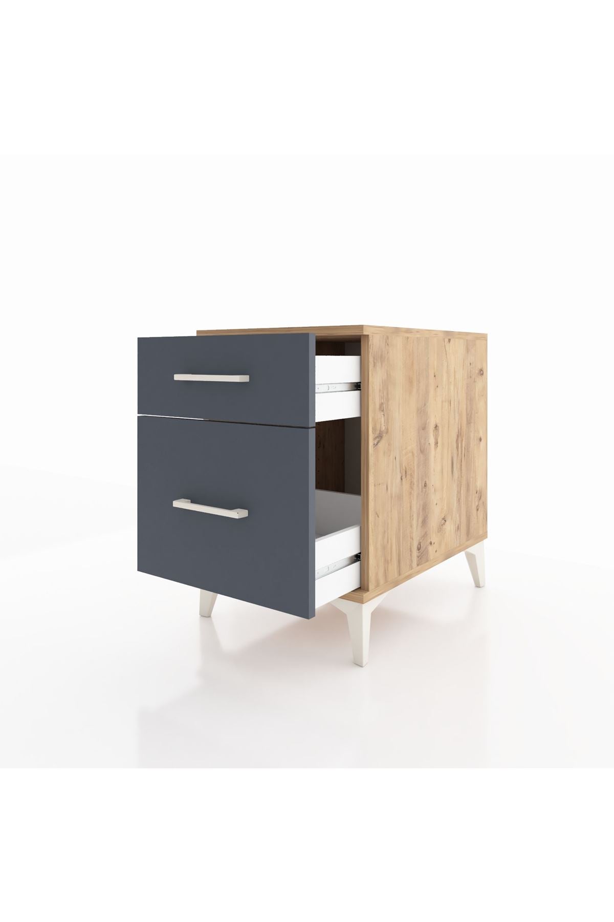 Kronos Komodin Tek Çekmeceli 44x59x64 Çam-Antrasit