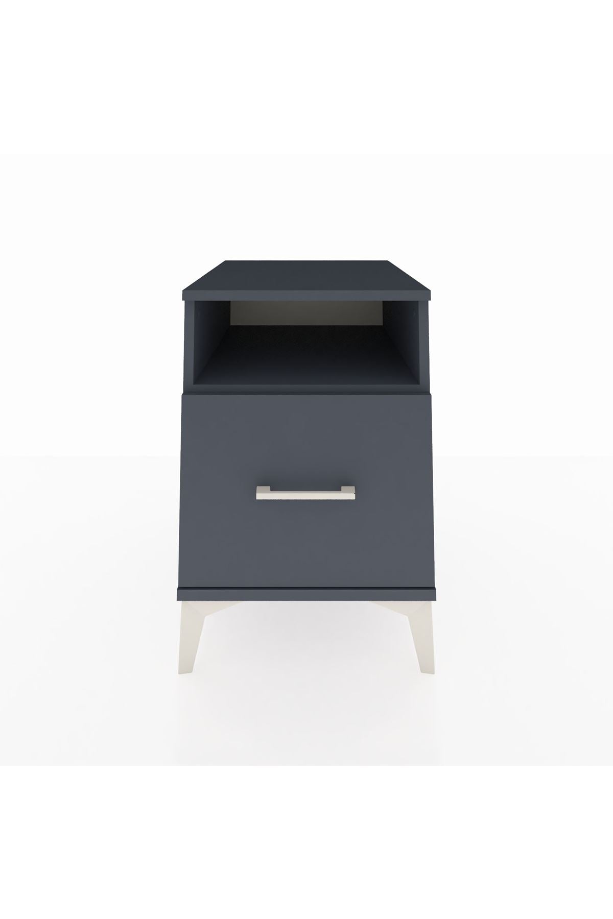 Kronos Komodin Tek Raflı Tek Çekmeceli 44x59x64 Antrasit-Antrasit