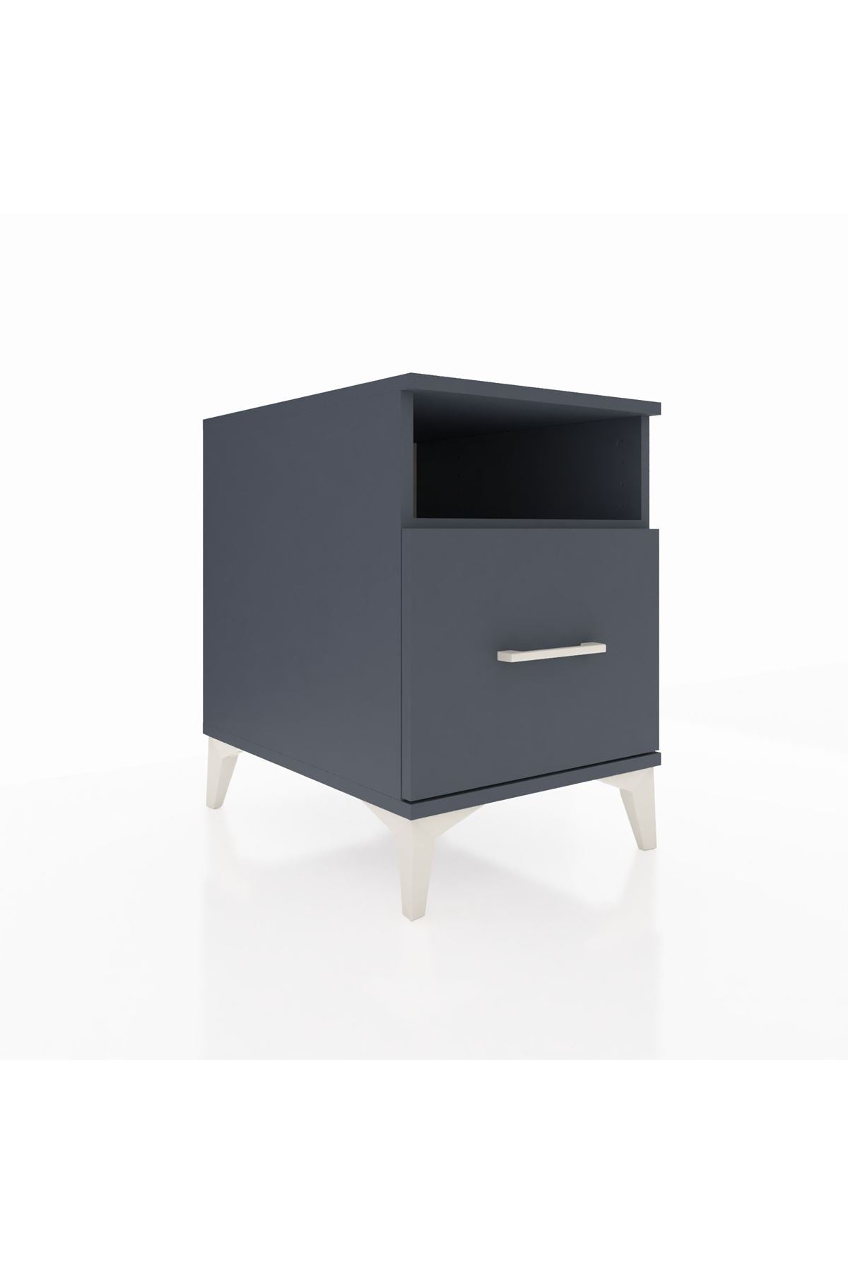 Kronos Komodin Tek Raflı Tek Çekmeceli 44x59x64 Antrasit-Antrasit