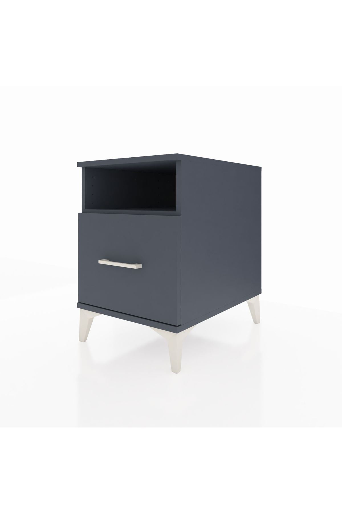 Kronos Komodin Tek Raflı Tek Çekmeceli 44x59x64 Antrasit-Antrasit