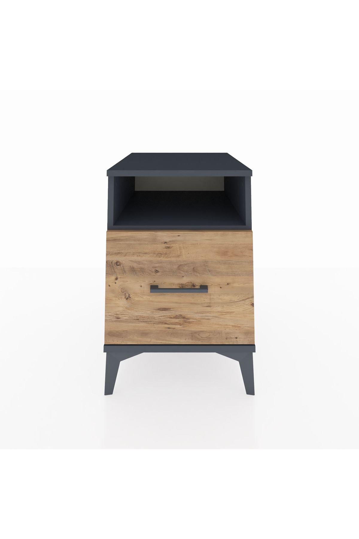 Kronos Komodin Tek Raflı Tek Çekmeceli 44x59x64 Antrasit-Çam