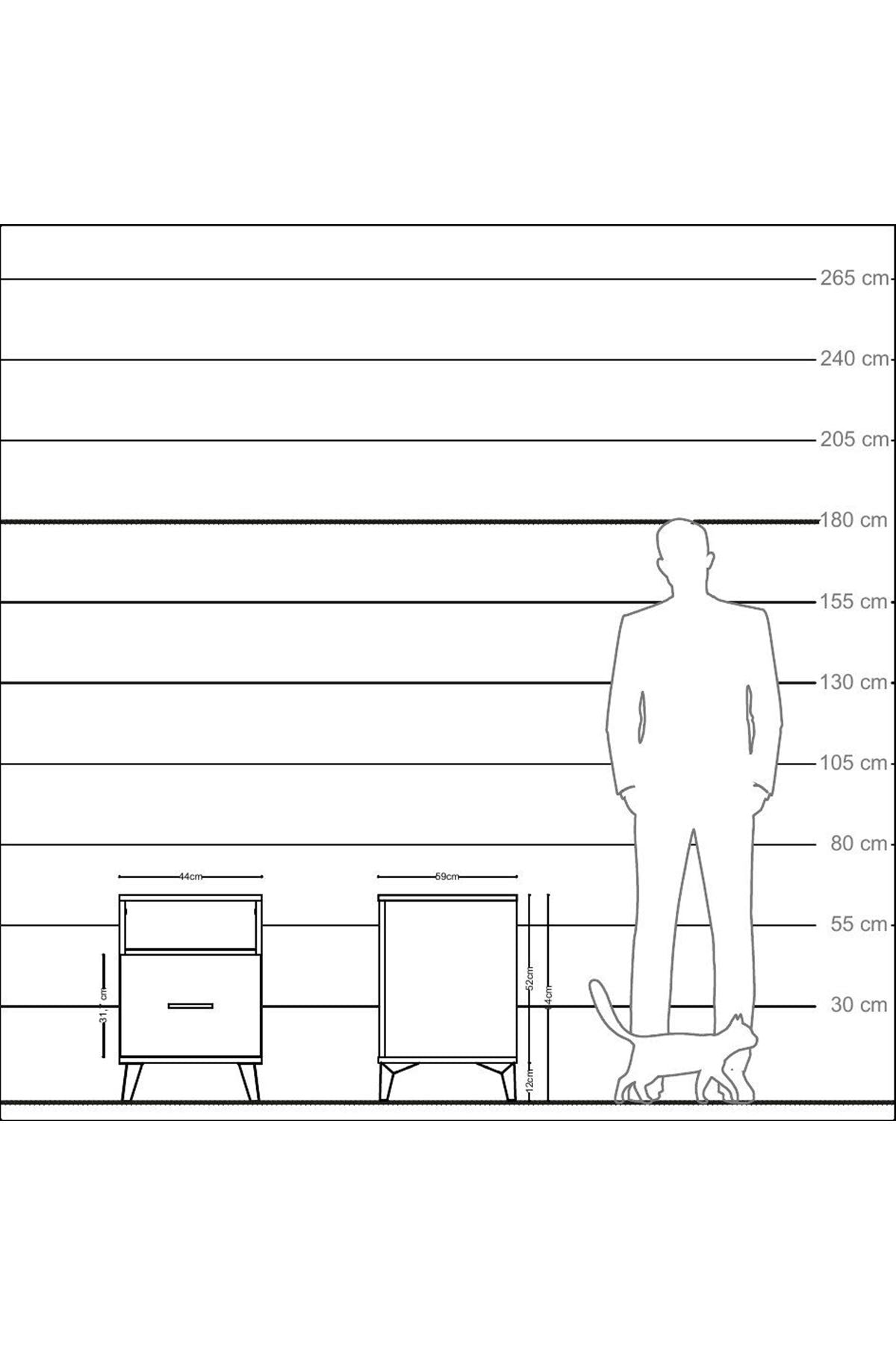 Kronos Komodin Tek Raflı Tek Çekmeceli 44x59x64 Çam-Aytaşı