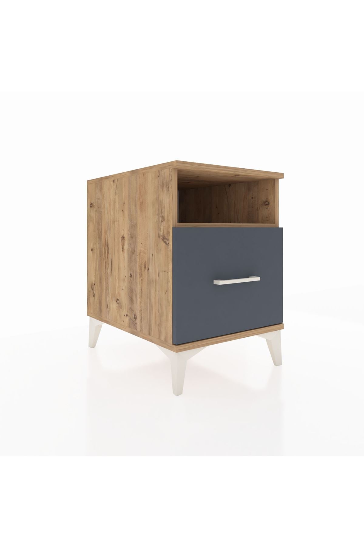 Kronos Komodin Tek Raflı Tek Çekmeceli 44x59x64 Çam-Antrasit