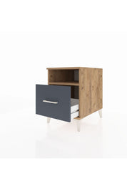 Kronos Komodin Tek Raflı Tek Çekmeceli 44x59x64 Çam-Antrasit
