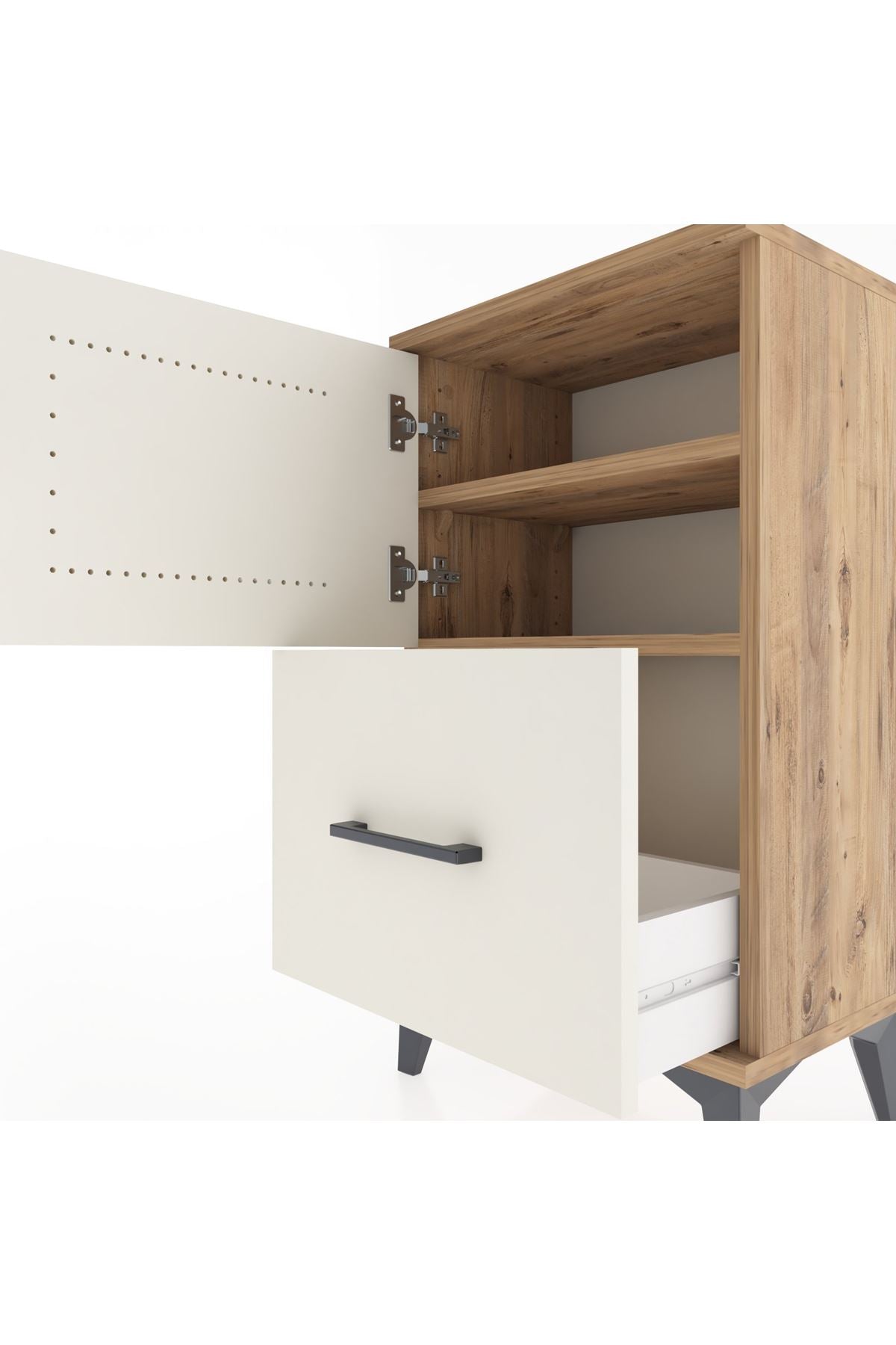 Arges Komodin Tek Raflı Tek Çekmeceli Tek Kapaklı 44x30x80 - S08M007V7A