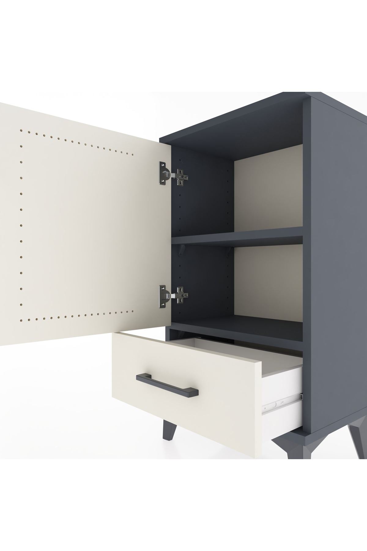Arges Komodin 2 Raflı Tek Çekmeceli Tek Kapaklı 44x30x80 - S08M008V4A