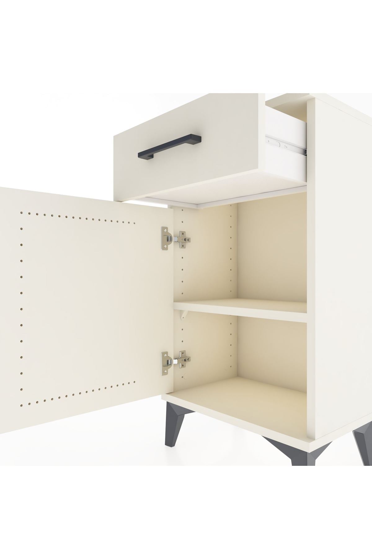 Arges Komodin 2 Raflı Tek Çekmeceli Tek Kapaklı 44x30x80 - S08M009V1A