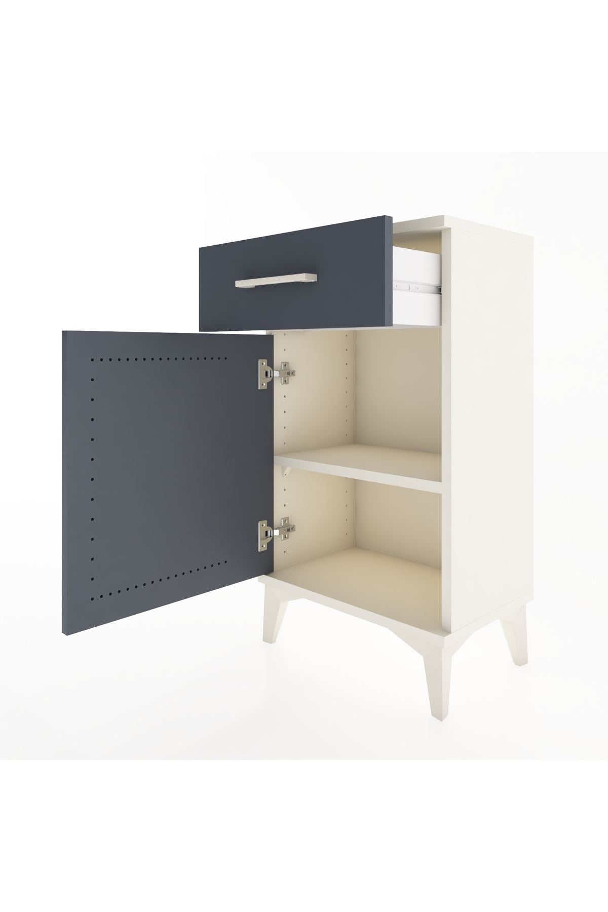 Arges Komodin 2 Raflı Tek Çekmeceli Tek Kapaklı 44x30x80 - S08M009V2A