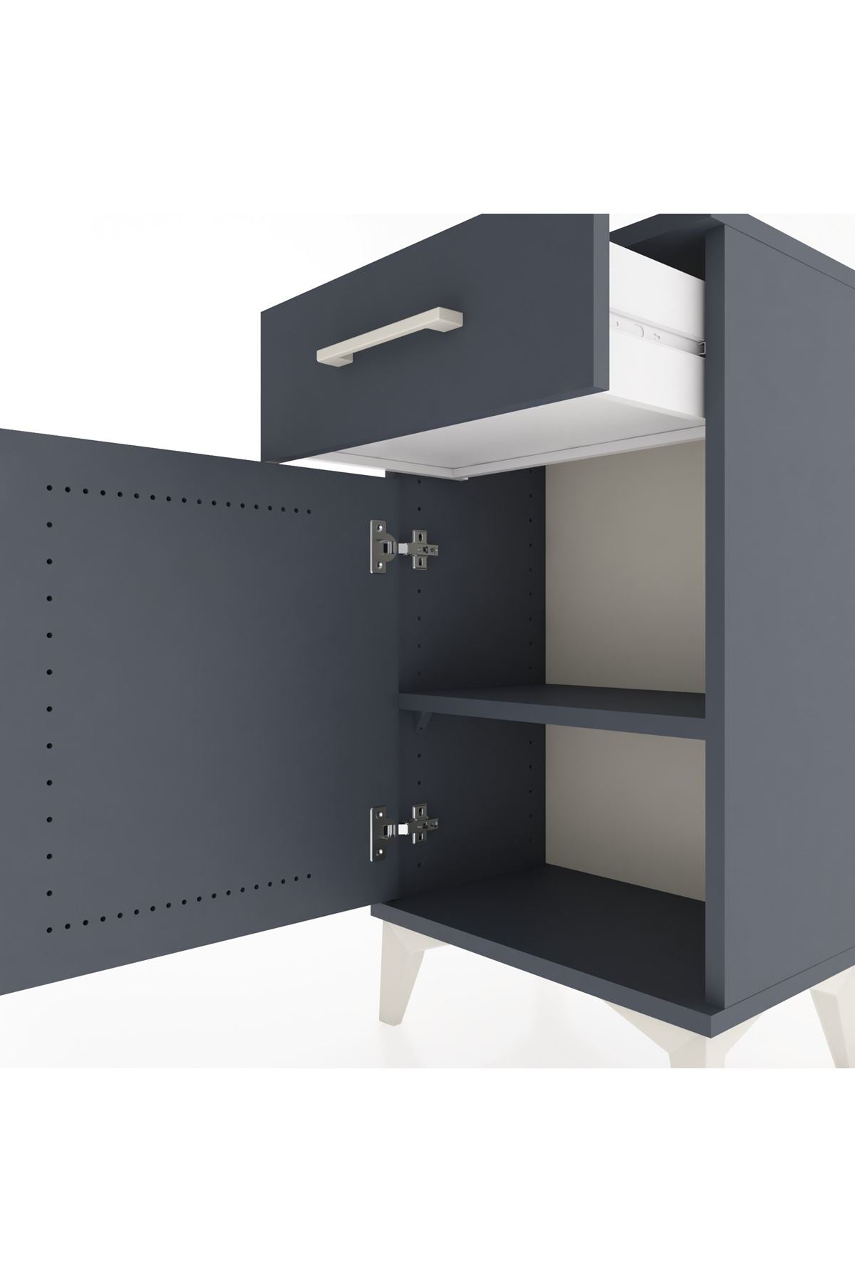 Arges Komodin 2 Raflı Tek Çekmeceli Tek Kapaklı 44x30x80 - S08M009V5A