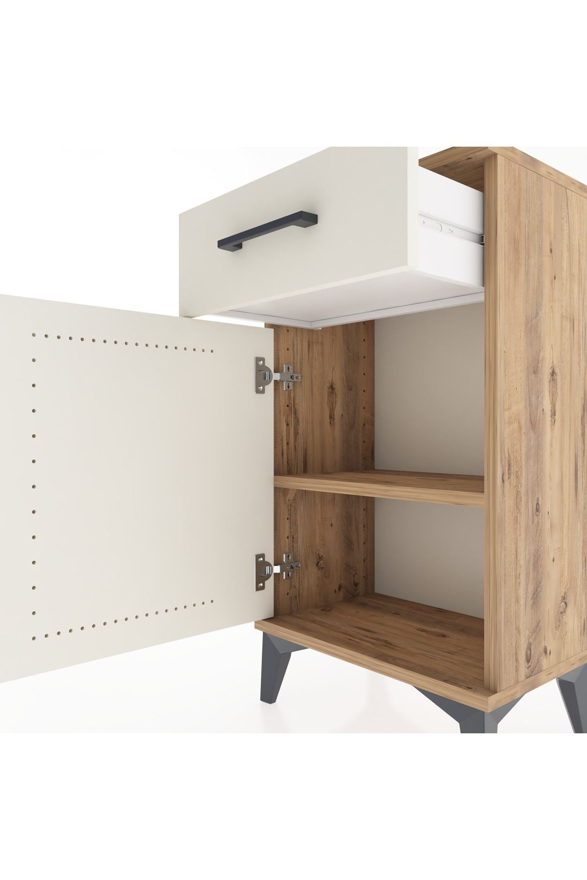 Arges Komodin 2 Raflı Tek Çekmeceli Tek Kapaklı 44x30x80 - S08M009V7A