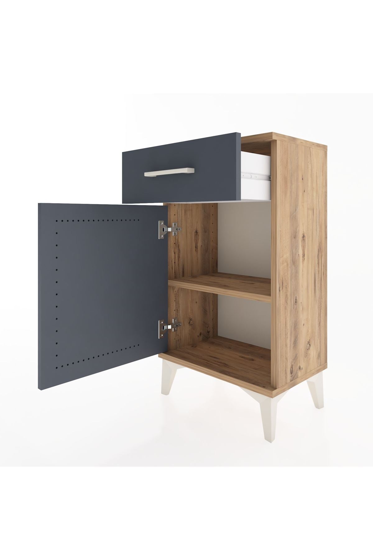 Arges Komodin 2 Raflı Tek Çekmeceli Tek Kapaklı 44x30x80 - S08M009V8A