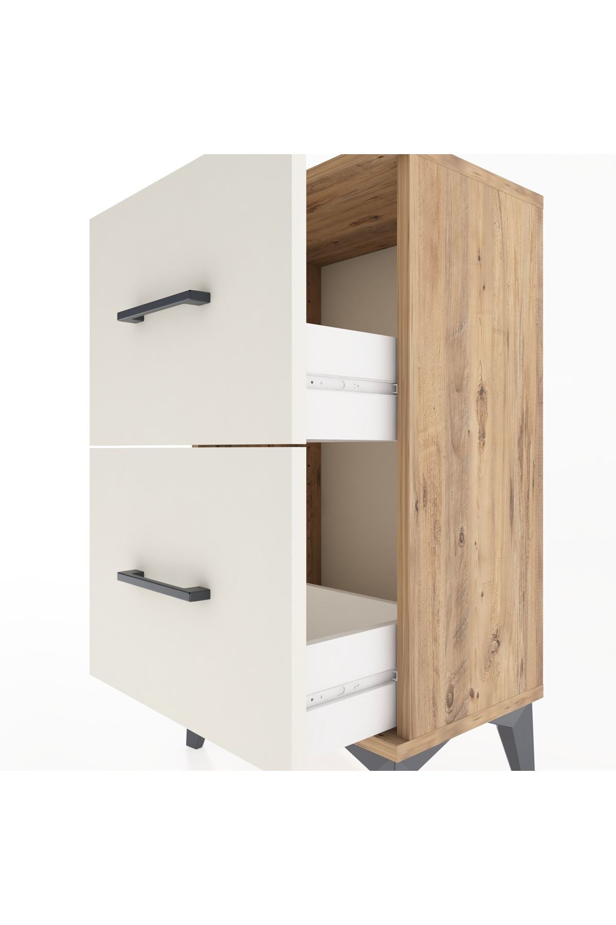 Arges Komodin Tek Raflı 2 Çekmeceli 44x30x80 - S08M018V7A