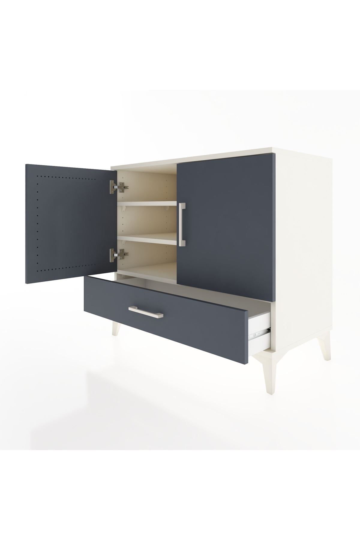 Hyperion Şifonyer 3 Raflı Tek Çekmeceli 2 Kapaklı 88x44x80 Aytaşı-Antrasit