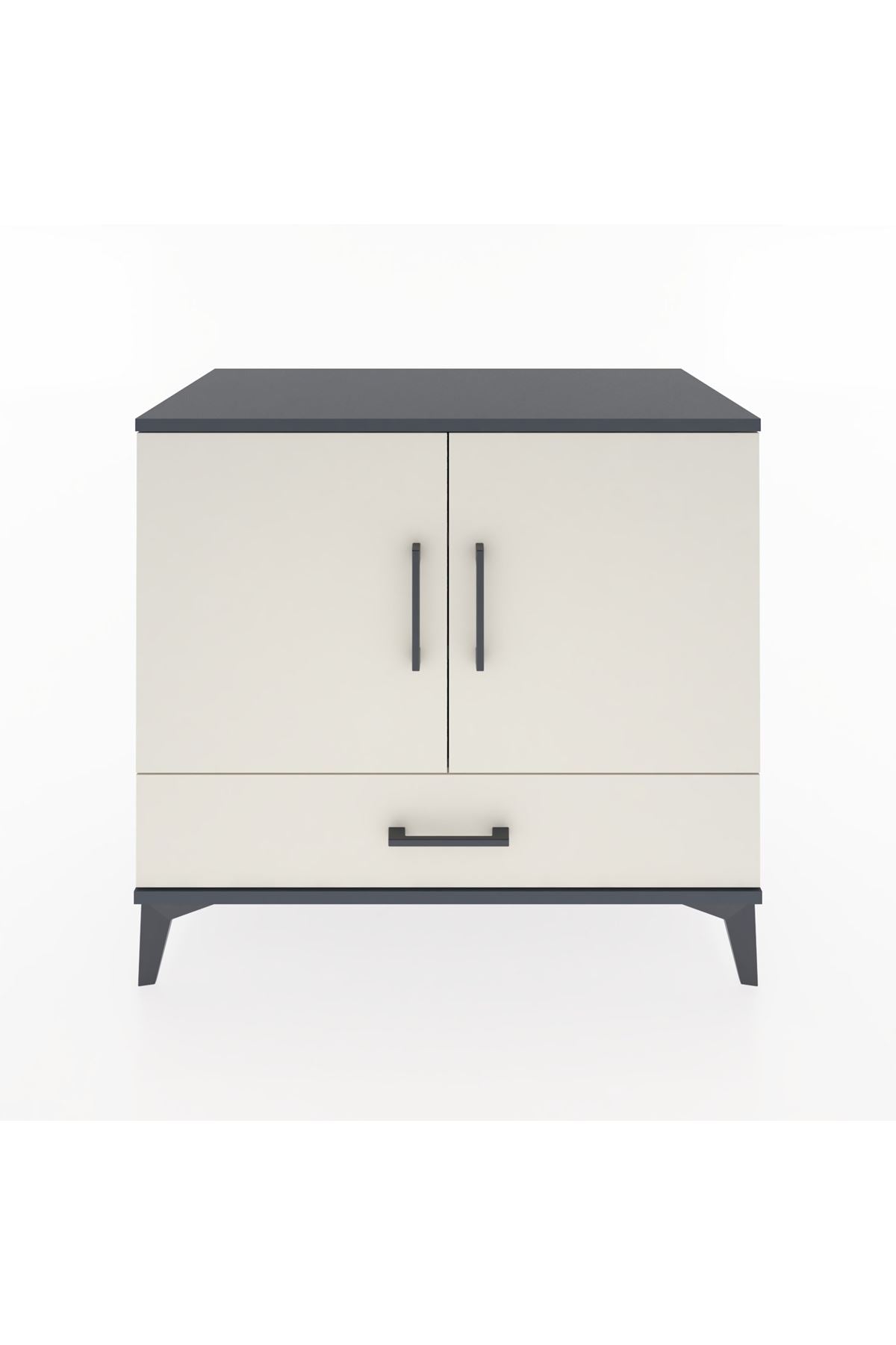 Hyperion Şifonyer 3 Raflı Tek Çekmeceli 2 Kapaklı 88x44x80 Antrasit-Aytaşı