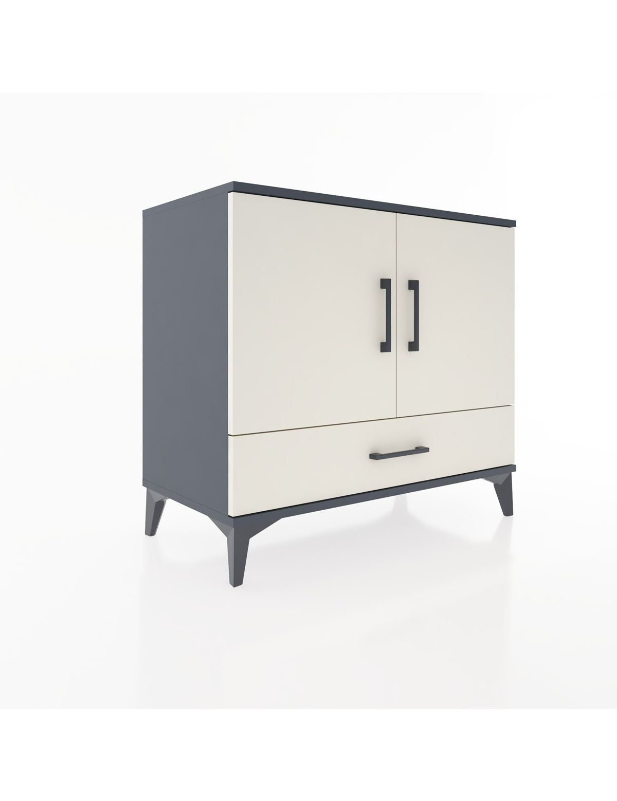 Hyperion Şifonyer 3 Raflı Tek Çekmeceli 2 Kapaklı 88x44x80 Antrasit-Aytaşı