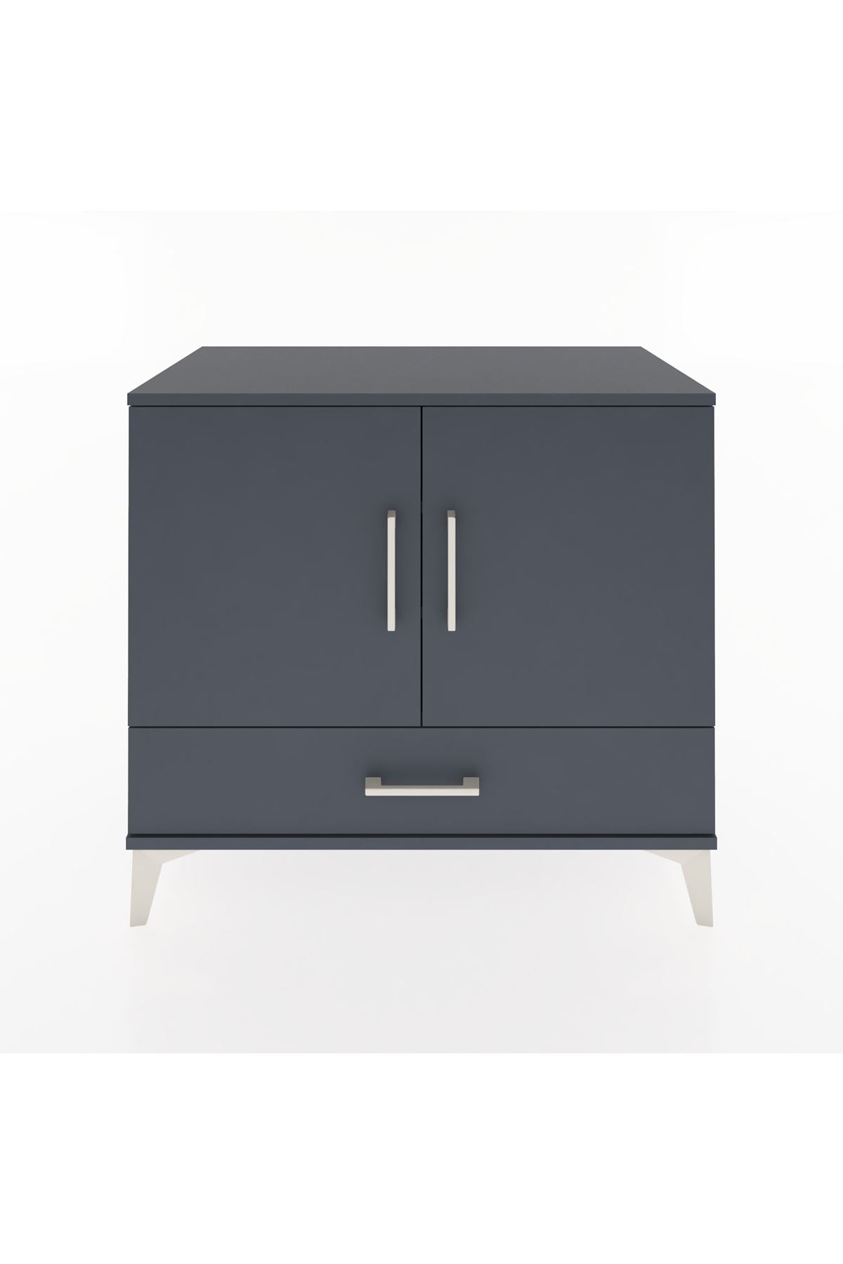 Hyperion Şifonyer 3 Raflı Tek Çekmeceli 2 Kapaklı 88x44x80 Antrasit-Antrasit