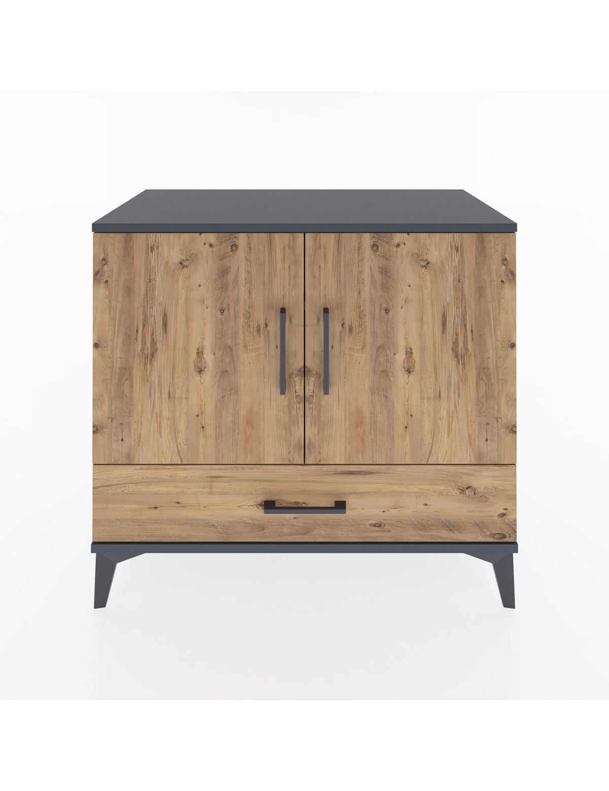 Hyperion Şifonyer 3 Raflı Tek Çekmeceli 2 Kapaklı 88x44x80 Antrasit-Çam