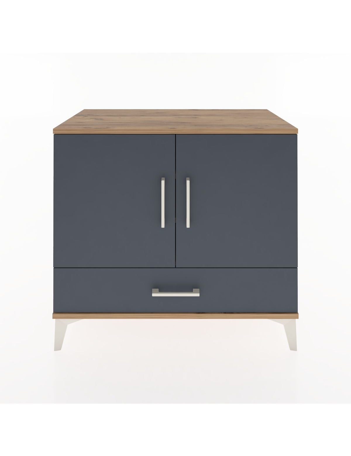 Hyperion Şifonyer 3 Raflı Tek Çekmeceli 2 Kapaklı 88x44x80 Çam-Antrasit