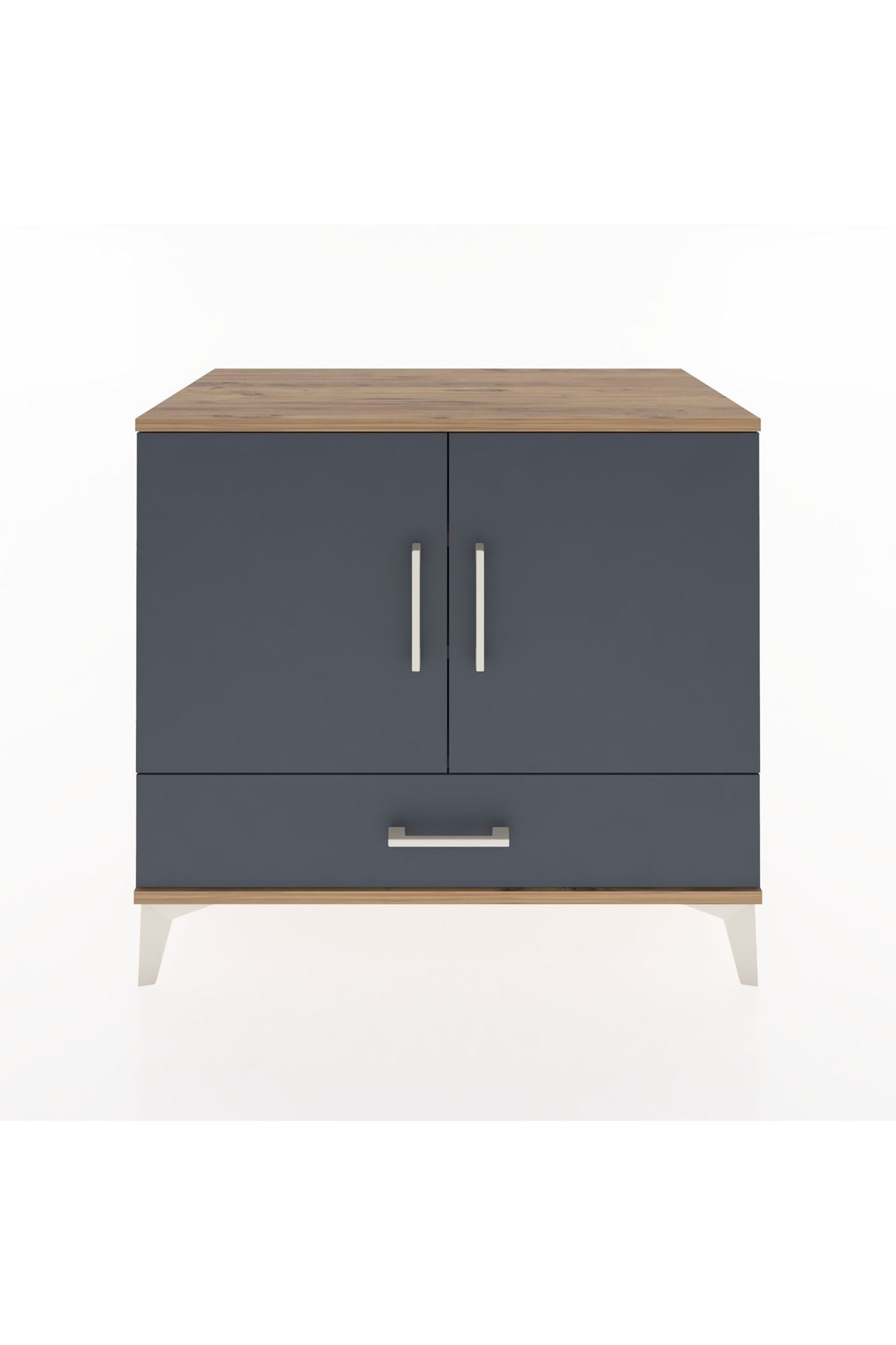 Hyperion Şifonyer 3 Raflı Tek Çekmeceli 2 Kapaklı 88x44x80 Çam-Antrasit